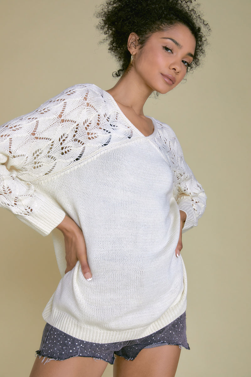 DON'T TURN BACK LACE SLEEVE Sweater