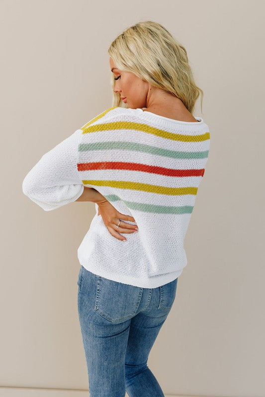 COLOR STRIPED KNIT Top