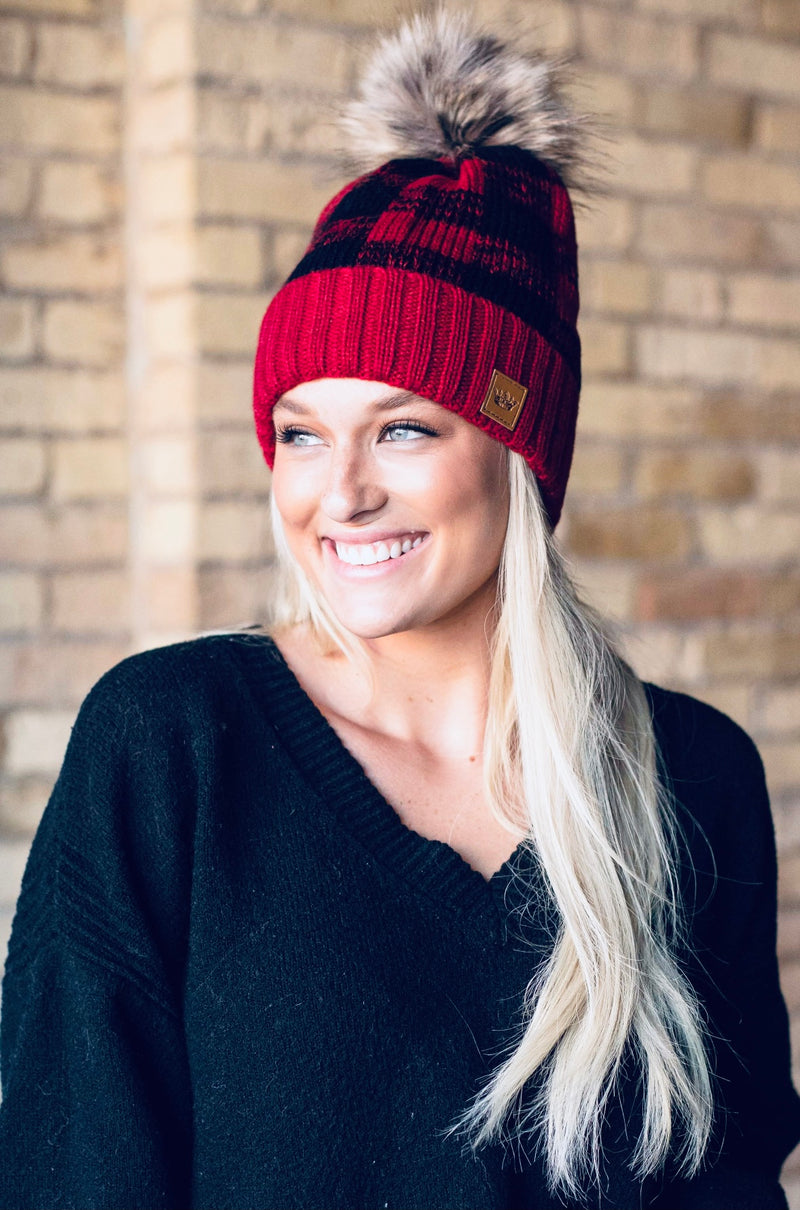 Red Buffalo Plaid Pom Pom Hat KIDS