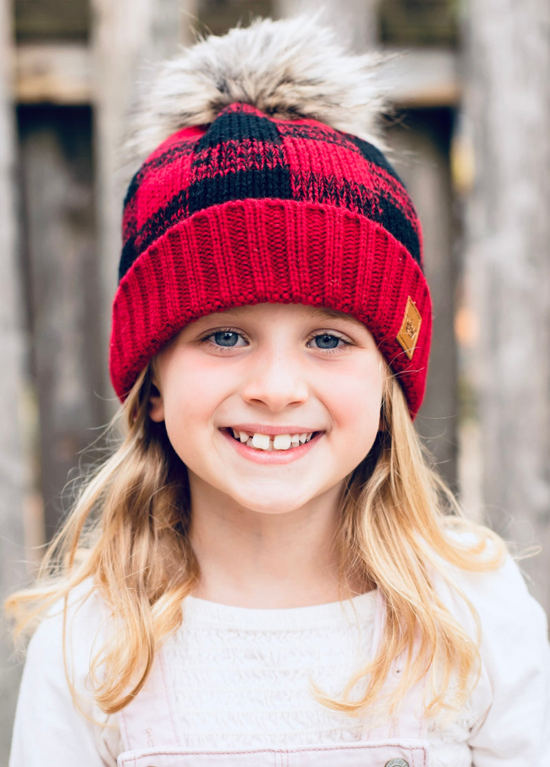 Red Buffalo Plaid Pom Pom Hat KIDS