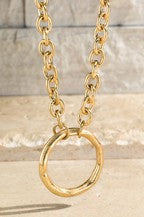 HAMMERED METAL RING CHAIN NECKLACE