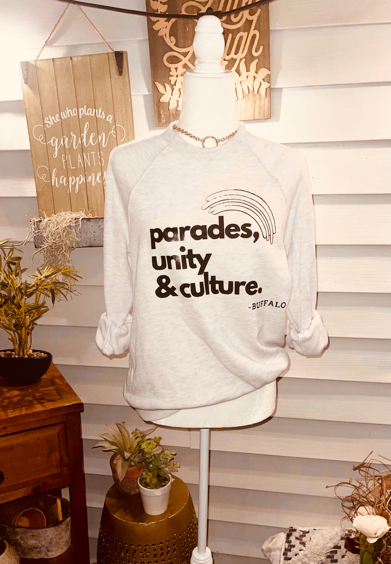 "PARADES + UNITY" Buffalo Sweater