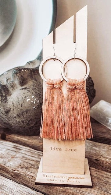BLUSH FRINGED HOOP EARRING